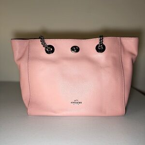 Coach Pink Leather Tote Bag